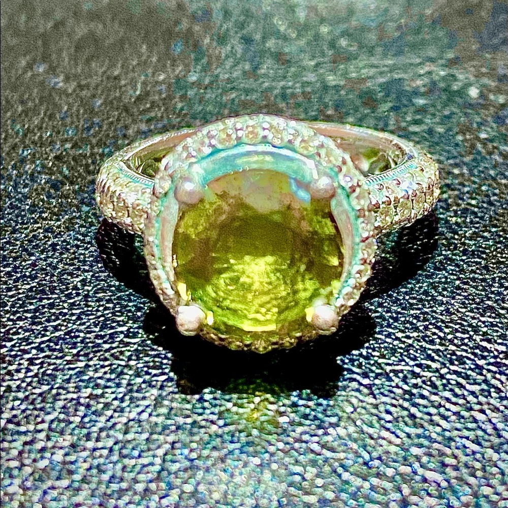 Platinum ladies hand assembled diamond and colorstone ring